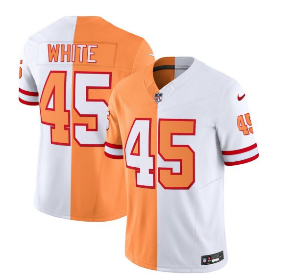 Men's Tampa Bay Buccaneers #45 Devin White 2023 F.U.S.E. White-Gold Split Throwback Limited Stitched Jersey - Custom Name