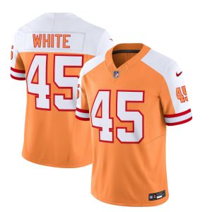 Men's Tampa Bay Buccaneers #45 Devin White 2023 F.U.S.E. White-Gold Throwback Limited Stitched Jersey - Custom Name