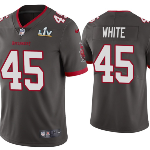 Men's Tampa Bay Buccaneers #45 Devin White Grey 2021 Super Bowl LV Limited Stitched NFL Jersey - Custom Name