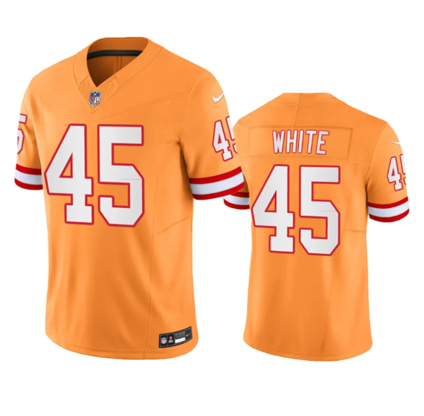 Men's Tampa Bay Buccaneers #45 Devin White Orange 2023 F.U.S.E. Throwback Limited Stitched Jersey - Custom Name