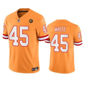 Men's Tampa Bay Buccaneers #45 Devin White Orange 2023 F.U.S.E. Throwback With John Madden Patch Vapor Limited Stitched Football Jersey - Custom Name