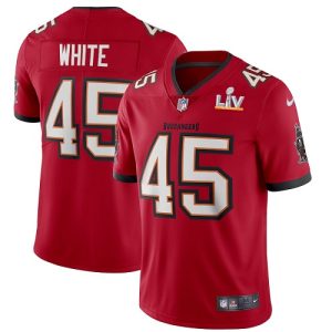 Men's Tampa Bay Buccaneers #45 Devin White Red NFL 2021 Super Bowl LV Limited Stitched Jersey - Custom Name
