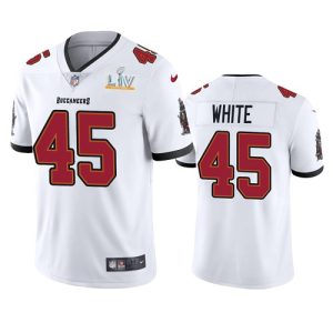 Men's Tampa Bay Buccaneers #45 Devin White White NFL 2021 Super Bowl LV Limited Stitched Jersey - Custom Name