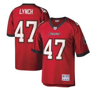Men's Tampa Bay Buccaneers #47 John Lynch Red Mitchell & Ness Stitched Legacy Replica Jersey - Custom Name