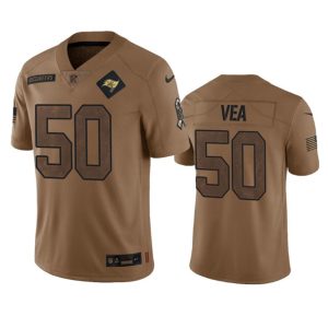 Men's Tampa Bay Buccaneers #50 Vita Vea 2023 Brown Salute To Service Limited Stitched Jersey - Custom Name