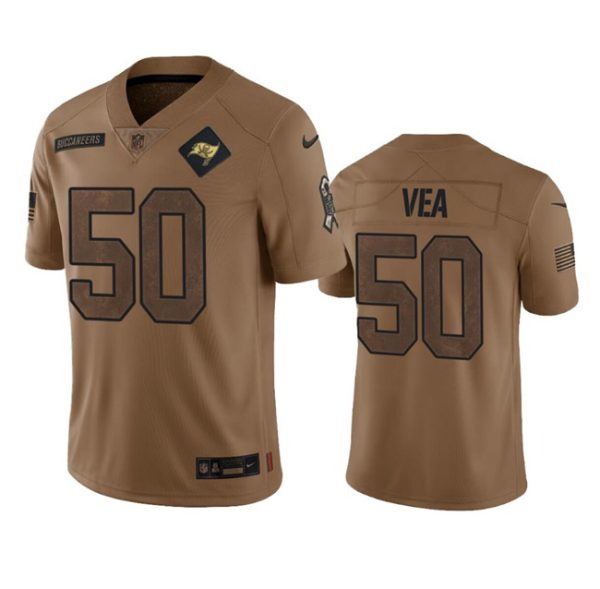 Men's Tampa Bay Buccaneers #50 Vita Vea 2023 Brown Salute To Service Limited Stitched Jersey - Custom Name
