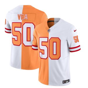 Men's Tampa Bay Buccaneers #50 Vita Vea 2023 F.U.S.E. White-Gold Split Throwback Limited Stitched Jersey - Custom Name
