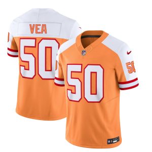 Men's Tampa Bay Buccaneers #50 Vita Vea 2023 F.U.S.E. White-Gold Throwback Limited Stitched Jersey - Custom Name