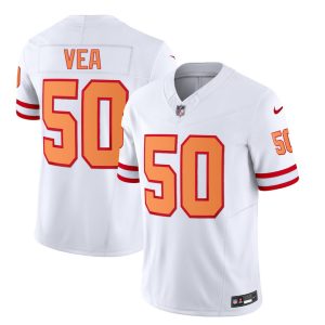 Men's Tampa Bay Buccaneers #50 Vita Vea 2023 F.U.S.E. White Throwback Limited Stitched Jersey - Custom Name
