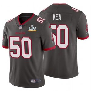 Men's Tampa Bay Buccaneers #50 Vita Vea Grey NFL 2021 Super Bowl LV Limited Stitched Jersey - Custom Name