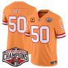 Men's Tampa Bay Buccaneers #50 Vita Vea Orange F.U.S.E. 2024 NFC South Champions With 3-Star C Patch Limited Stitched Jersey - Custom Name