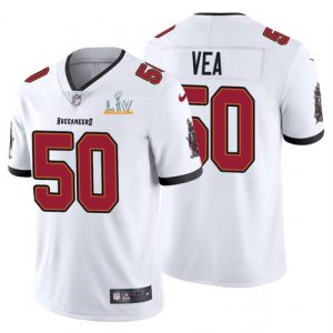 Men's Tampa Bay Buccaneers #50 Vita Vea White NFL 2021 Super Bowl LV Limited Stitched Jersey - Custom Name