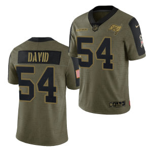Men's Tampa Bay Buccaneers #54 Lavonte David 2021 Olive Salute To Service Limited Stitched Jersey - Custom Name