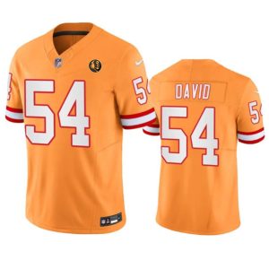 Men's Tampa Bay Buccaneers #54 Lavonte David Orange 2023 F.U.S.E. Throwback With John Madden Patch Vapor Limited Stitched Football Jersey - Custom Name