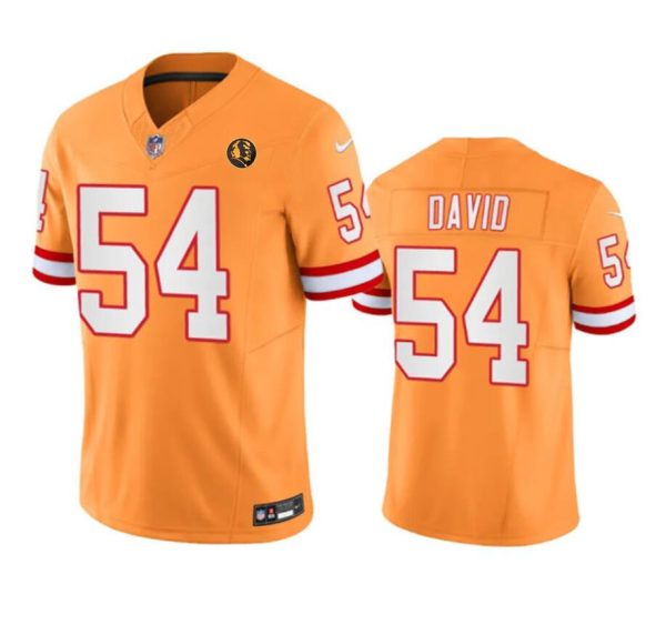 Men's Tampa Bay Buccaneers #54 Lavonte David Orange 2023 F.U.S.E. Throwback With John Madden Patch Vapor Limited Stitched Football Jersey - Custom Name