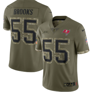 Men's Tampa Bay Buccaneers #55 Derrick Brooks Olive 2022 Salute To Service Limited Stitched Jersey - Custom Name