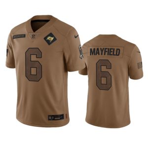 Men's Tampa Bay Buccaneers #6 Baker Mayfield 2023 Brown Salute To Service Limited Stitched Jersey - Custom Name