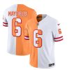Men's Tampa Bay Buccaneers #6 Baker Mayfield 2023 F.U.S.E. White-Gold Split Throwback Limited Stitched Jersey - Custom Name