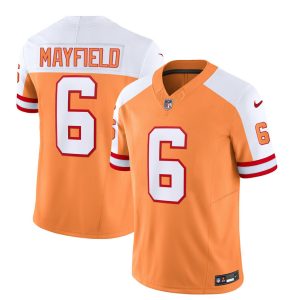 Men's Tampa Bay Buccaneers #6 Baker Mayfield 2023 F.U.S.E. White-Gold Throwback Limited Stitched Jersey - Custom Name