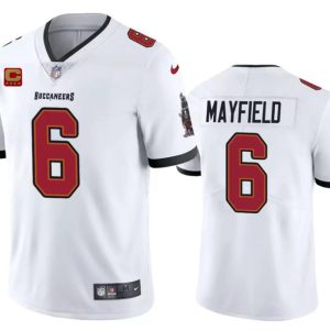 Men's Tampa Bay Buccaneers #6 Baker Mayfield White 2024 With 4-Star C Patch Vapor Untouchable Limited Stitched Jersey - Custom Name