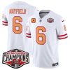 Men's Tampa Bay Buccaneers #6 Baker Mayfield White F.U.S.E. 2024 NFC South Champions With 4-Star C Patch Limited Stitched Jersey - Custom Name