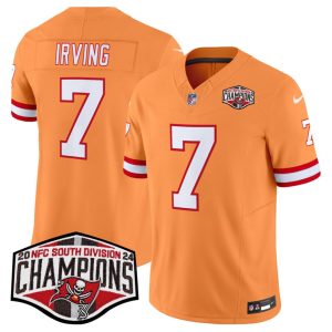 Men's Tampa Bay Buccaneers #7 Bucky Irving Orange F.U.S.E. 2024 NFC South Champions Limited Stitched Jersey - Custom Name