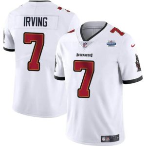 Men's Tampa Bay Buccaneers #7 Bucky Irving White With Draft Patch Vapor Limited Stitched Jersey - Custom Name