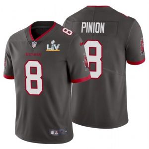 Men's Tampa Bay Buccaneers #8 Bradley Pinion Grey NFL 2021 Super Bowl LV Limited Stitched Jersey - Custom Name