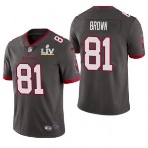 Men's Tampa Bay Buccaneers #81 Antonio Brown Grey NFL 2021 Super Bowl LV Limited Stitched Jersey - Custom Name