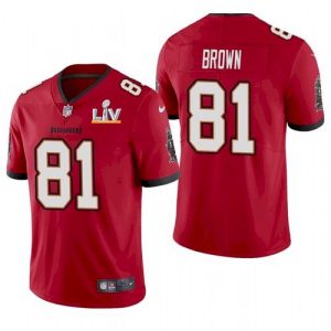 Men's Tampa Bay Buccaneers #81 Antonio Brown Red NFL 2021 Super Bowl LV Limited Stitched Jersey - Custom Name