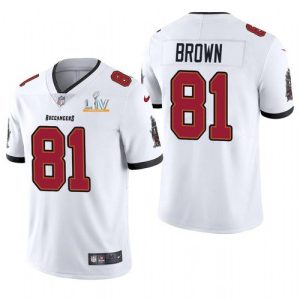 Men's Tampa Bay Buccaneers #81 Antonio Brown White NFL 2021 Super Bowl LV Limited Stitched Jersey - Custom Name