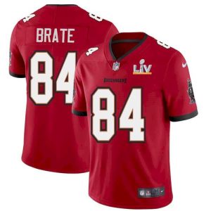 Men's Tampa Bay Buccaneers #84 Cameron Brate Red NFL 2021 Super Bowl LV Limited Stitched Jersey - Custom Name