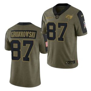 Men's Tampa Bay Buccaneers #87 Rob Gronkowski 2021 Olive Salute To Service Limited Stitched Jersey - Custom Name