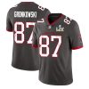 Men's Tampa Bay Buccaneers #87 Rob Gronkowski Grey NFL 2021 Super Bowl LV Limited Stitched Jersey - Custom Name