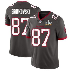 Men's Tampa Bay Buccaneers #87 Rob Gronkowski Grey NFL 2021 Super Bowl LV Limited Stitched Jersey - Custom Name