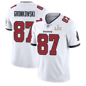 Men's Tampa Bay Buccaneers #87 Rob Gronkowski White NFL 2021 Super Bowl LV Limited Stitched Jersey - Custom Name