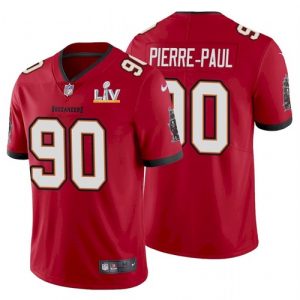 Men's Tampa Bay Buccaneers #90 Jason Pierre-Paul Red NFL 2021 Super Bowl LV Limited Stitched Jersey - Custom Name