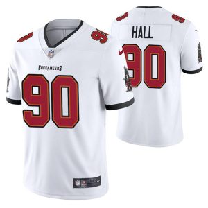 Men's Tampa Bay Buccaneers #90 Logan Hall White Vapor Untouchable Limited Stitched Jersey - Custom Name