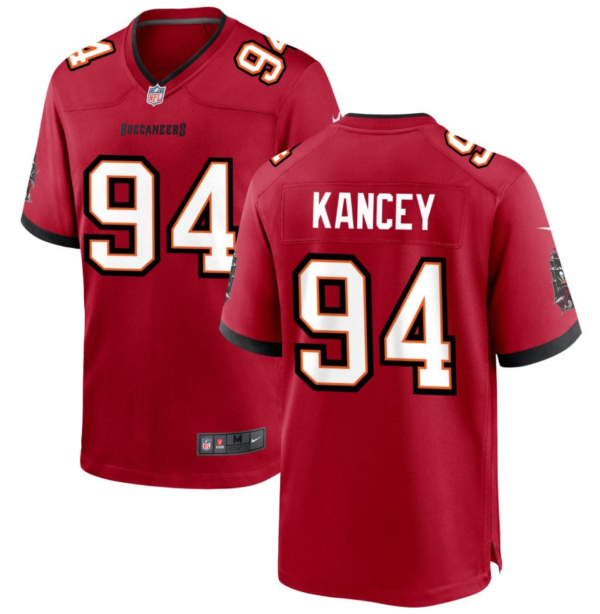 Men's Tampa Bay Buccaneers #94 Calijah Kancey Red 2023 Draft Stitched Game Jersey - Custom Name