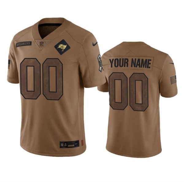 Men's Tampa Bay Buccaneers Active Player Custom 2023 Brown Salute To Service Limited Stitched Jersey - Custom Name