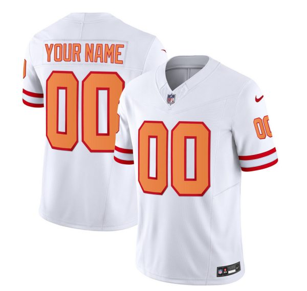 Men's Tampa Bay Buccaneers Active Player Custom 2023 F.U.S.E. White Throwback Limited Stitched Jersey - Custom Name