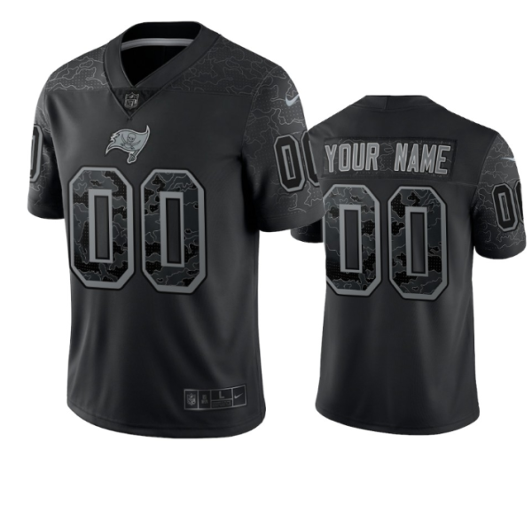Men's Tampa Bay Buccaneers Active Player Custom Black Reflective Limited Stitched Jersey - Custom Name
