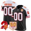 Men's Tampa Bay Buccaneers Active Player Custom Black-White 2025 F.U.S.E. 50th Season Patch Throwback Vapor Untouchable Limited Aternate Stitched Football Jersey - Custom Name