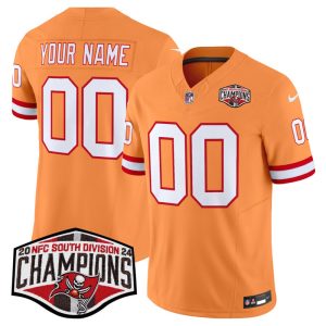 Men's Tampa Bay Buccaneers Active Player Custom Orange F.U.S.E. 2024 NFC South Champions Limited Stitched Jersey - Custom Name