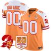 Men's Tampa Bay Buccaneers Active Player Custom Orange-White 2025 F.U.S.E. 50th Season Patch Throwback Vapor Untouchable Limited Aternate Stitched Football Jersey - Custom Name