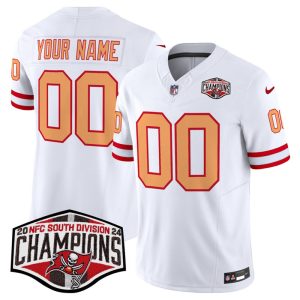 Men's Tampa Bay Buccaneers Active Player Custom White F.U.S.E. 2024 NFC South Champions Limited Stitched Jersey - Custom Name