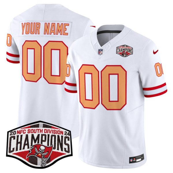Men's Tampa Bay Buccaneers Active Player Custom White F.U.S.E. 2024 NFC South Champions Limited Stitched Jersey - Custom Name