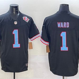 Men's Tennessee Titans #1 Cameron Ward Black 2025 Draft F.U.S.E. 1997 Throwback Patch Vapor Limited Stitched Football Jersey - Custom Name