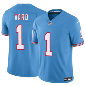 Men's Tennessee Titans #1 Cameron Ward Blue 2025 Draft F.U.S.E. Throwback Vapor Limited Stitched Football Jersey - Custom Name