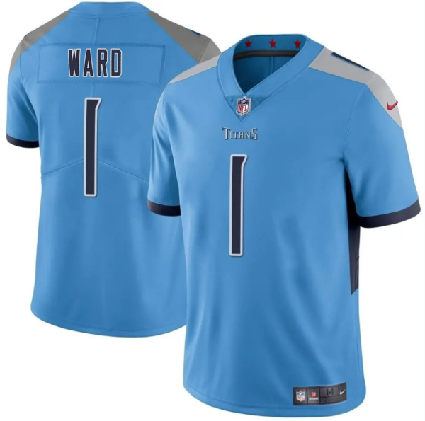 Men's Tennessee Titans #1 Cameron Ward Blue 2025 Draft Vapor Untouchable Stitched Football Jersey - Custom Name